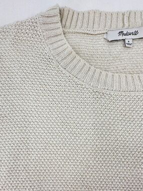 Madewell Neutral Cream Textured Knit Pullover Cotton blend